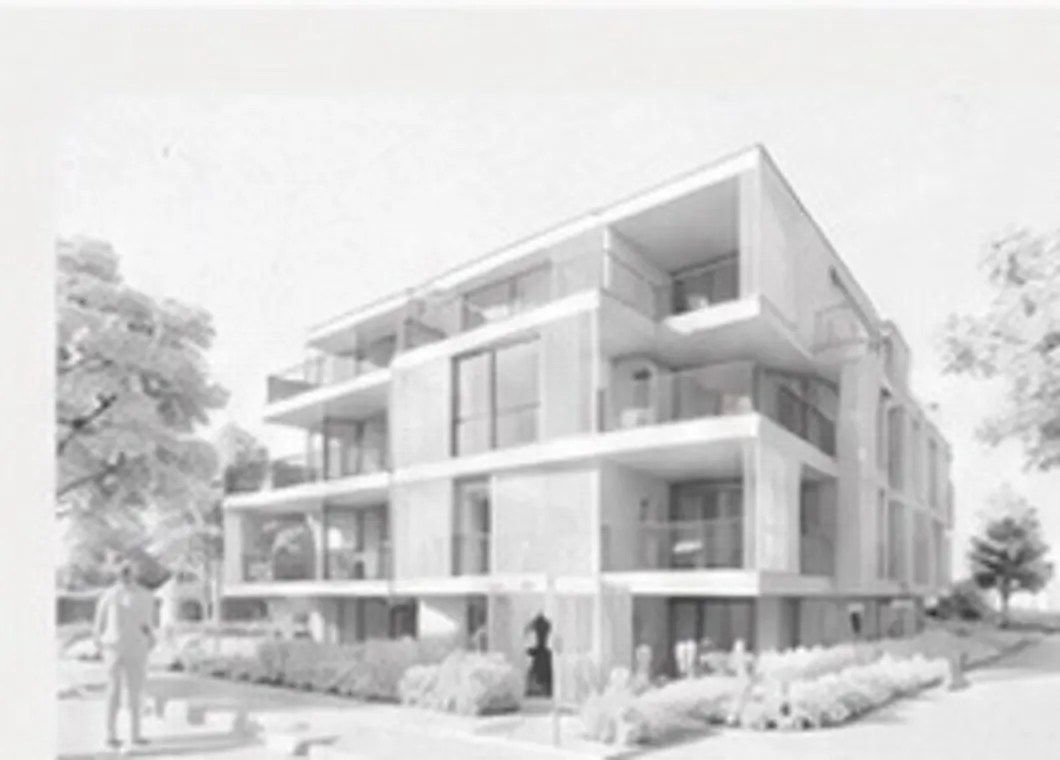 Helle 3D-Modellansicht eines Architekturprojekts vor der Materialausarbeitung